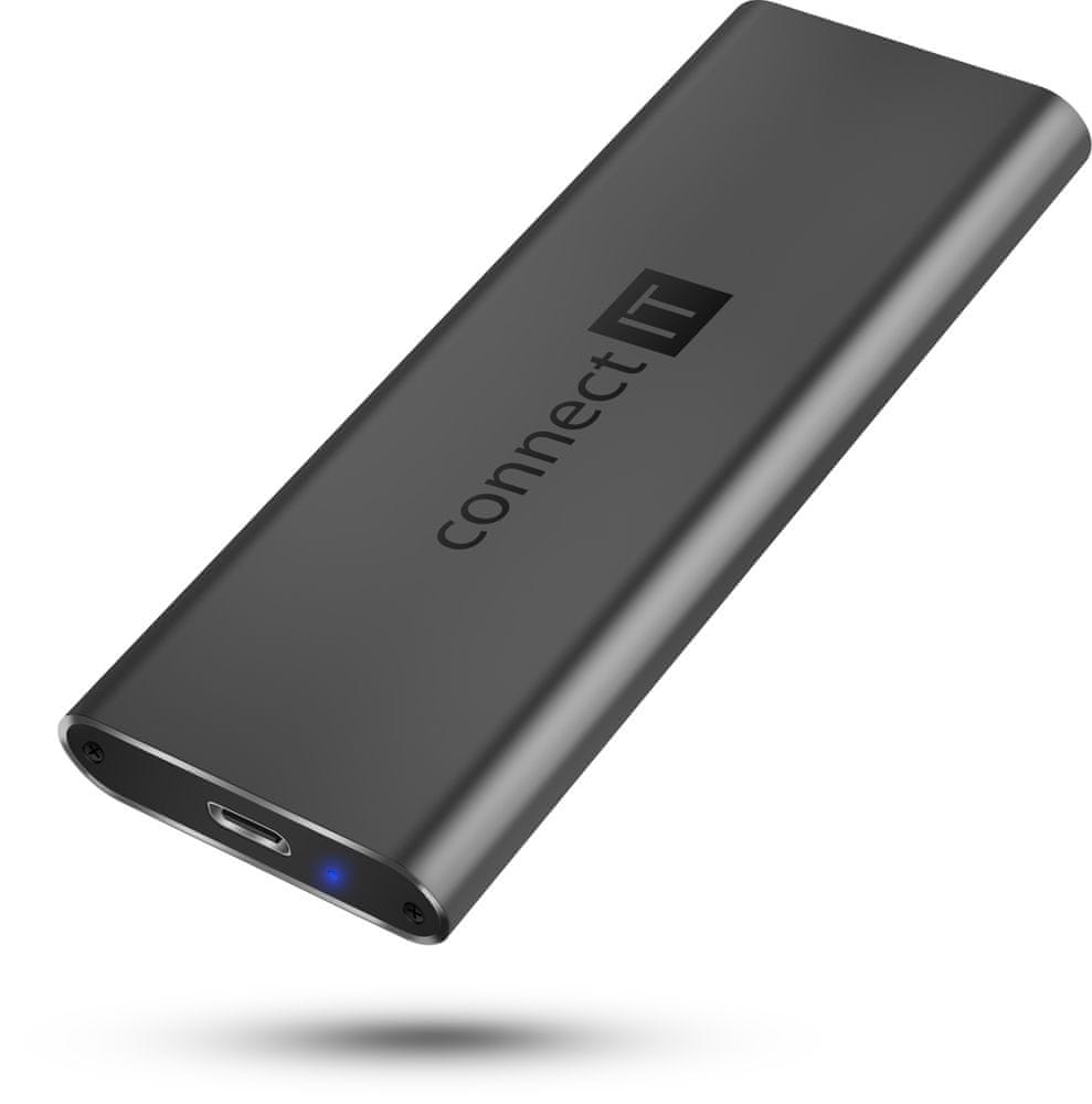 Connect IT AluSafe externý box pre SSD disky M.2 NVMe, 10 Gbps, USB-C CEE-7050-AN, antracitový